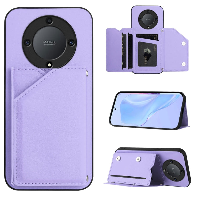 Skin Feel Four Card Slots Phone Case with Wrist Strap, For Honor X9A / Magic5 Lite