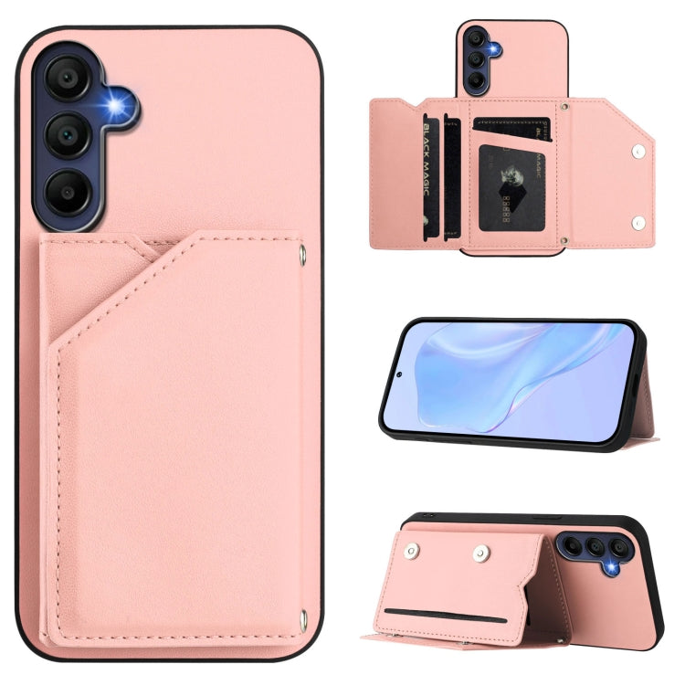 Skin Feel Four Card Slots Phone Case with Wrist Strap, For Samsung Galaxy A16, For Samsung Galaxy A06, For Samsung Galaxy A25, For Samsung Galaxy A55 5G, For Samsung Galaxy A35 5G, For Samsung Galaxy A15 4G, For Samsung Galaxy A05 4G