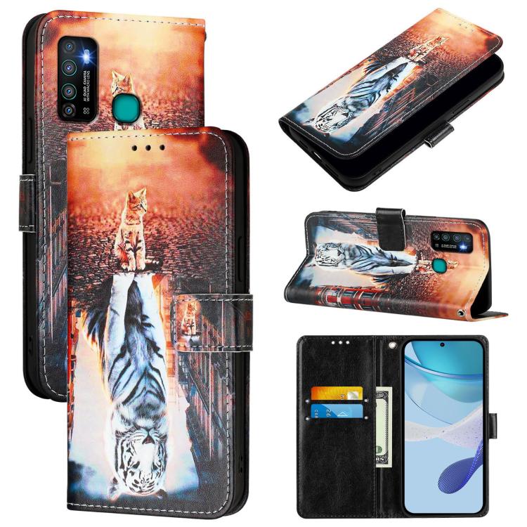 Colored Drawing Pattern Plain Weave Leather Phone Case, For Infinix Hot 9 / Hot 9 Pro