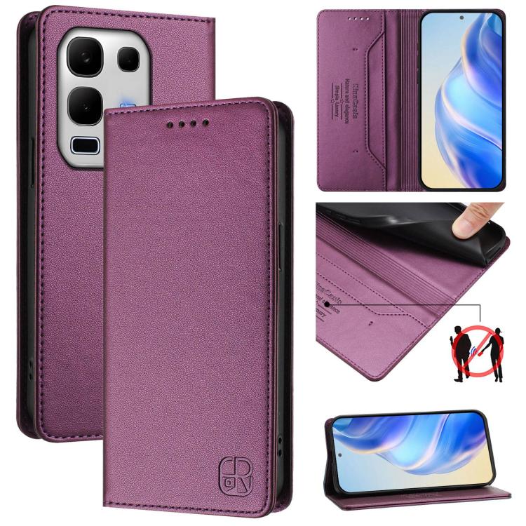 RC01 Dual-Folded Magnetic Suction RFID Leather Phone Case, For Infinix GT 50 Pro 5G, For Infinix Note Edge 5G, For Infinix Smart 20 4G, For Infinix Note 60 / 60 Pro, For Infinix Smart 10 Plus 4G, For Infinix Note 50s