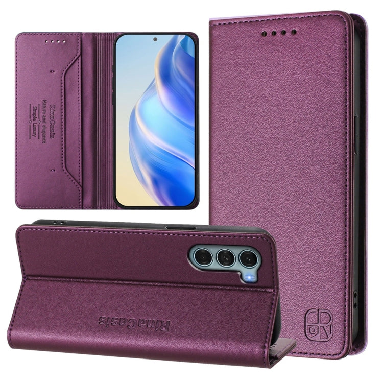 RC01 Dual-Folded Magnetic Suction RFID Leather Phone Case, For Motorola Edge 30 Pro / Edge X30, For Motorola Edge S30 / Moto G200 5G