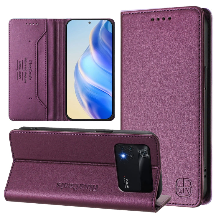 RC01 Dual-Folded Magnetic Suction RFID Leather Phone Case, For Xiaomi 12 Pro / 12S Pro, For Xiaomi 12 5G / 12X 5G / 12S 5G, For Xiaomi 12 Lite, For Xiaomi Poco C40, For Xiaomi Civi 1S, For Xiaomi Poco M4 Pro 4G