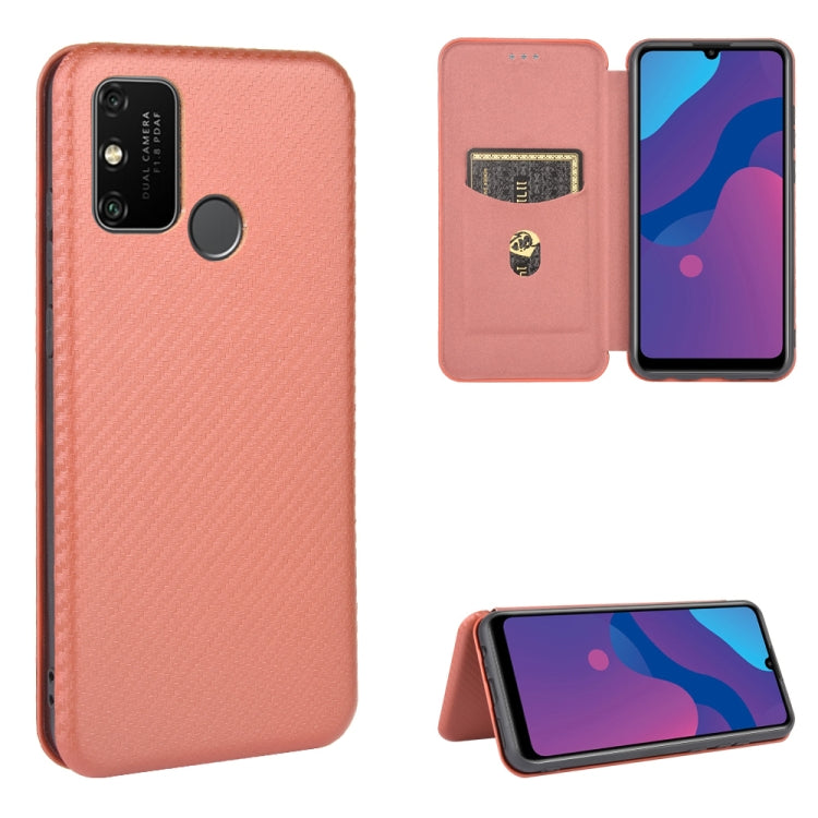 Carbon Fiber Texture Magnetic Horizontal Flip TPU + PC + PU Leather Case with Card Slot, For Huawei Honor Play 9A