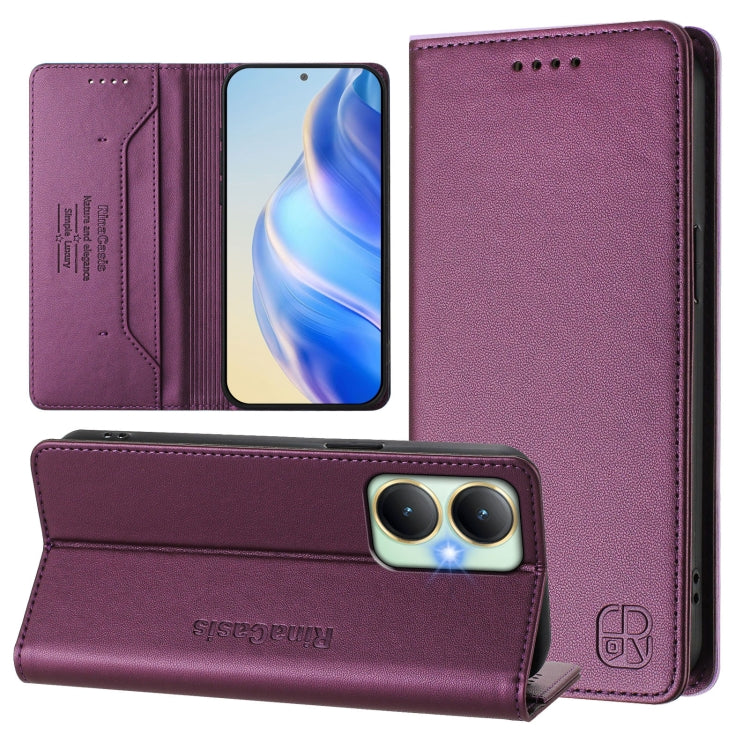 RC01 Dual-Folded Magnetic Suction RFID Leather Phone Case, For vivo Y76 5G, For vivo V20 / V21e 4G / Y73 2021, For vivo Y31 4G 2021 India / Y53s, For vivo Y52s 5G / Y72 5G India, For vivo Y30 4G Global, For vivo Y27 4G 2023 Global