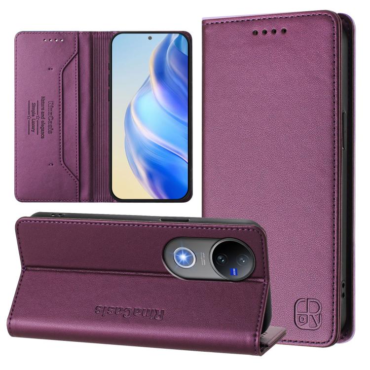 RC01 Dual-Folded Magnetic Suction RFID Leather Phone Case, For vivo S30, For vivo Y39 5G Global, For vivo V50 Lite 5G, For vivo Y29s 5G / Y04 4G Global, For vivo Y29 4G Global, For vivo V50 5G Global