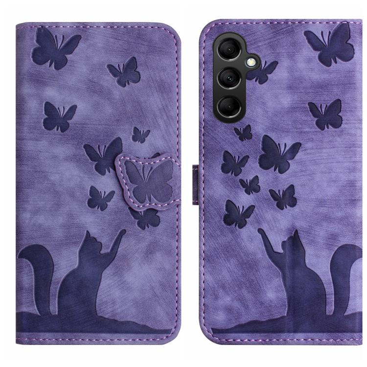 Butterfly Cat Embossing Flip Leather Phone Case, For Samsung Galaxy A57 5G, For Samsung Galaxy A37 5G, For Galaxy A27 5G, For Samsung Galaxy A07 4G / A06 4G, For Samsung Galaxy A17 5G / A26 5G, For Samsung Galaxy A56 5G, For Samsung Galaxy A26 5G