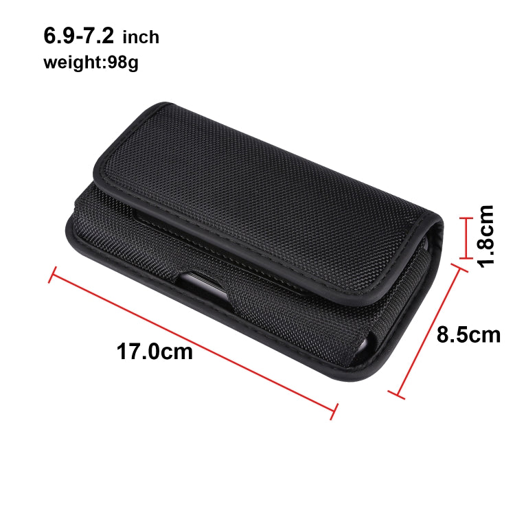 Durable Oxford Cloth Horizontal Plate Hanging Waist Phone Waist Pack Leather Case with Card Slot, Suitable for 6.9-7.2 inch Smartphones, for 6.9-7.2 inch Smartphones
