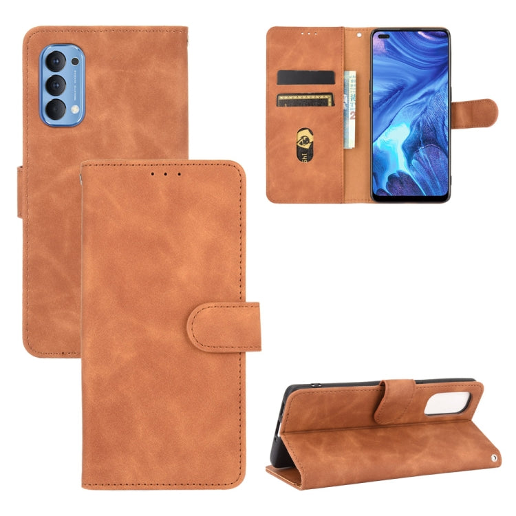 Solid Color Skin Feel Magnetic Buckle Horizontal Flip Calf Texture PU Leather Case with Holder & Card Slots & Wallet, For OPPO Reno4 4G, For OPPO Reno4 5G