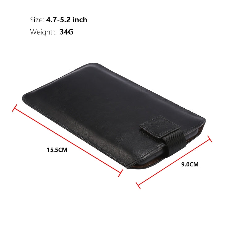 Ultra-thin Simple Drawstring Horizontal Plate Hanging Waist Phone Waist Pack Leather Case, Suitable for 4.7-5.2 inch Smartphones, For 4.7-5.2 inch