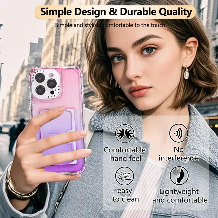 Gradient Color TPU + PC Card Slot Full Coverage Phone Case, For iPhone 13 Pro Max, For iPhone 13 / 14, For iPhone 12 Pro Max