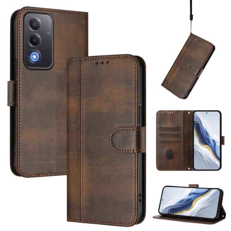 Line Splicing Buckle Retro Leather Phone Case, For OPPO A6 GT 5G, For OPPO Find X9 Pro, For OPPO K13 Turbo / K13 Turbo Pro, For OPPO Reno14 F 5G, For OPPO A5x 5G / 4G Global, For OPPO A5 5G Global