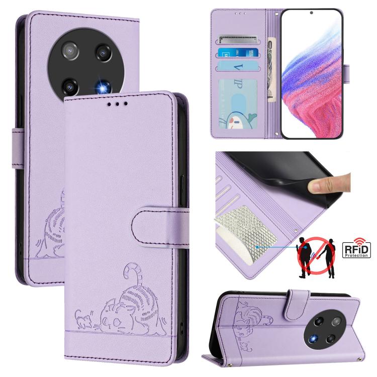 Cat Rat Embossed Pattern RFID Leather Phone Case with Lanyard, For Coolpad X100, For Coolpad Cool 40i, For Coolpad C16