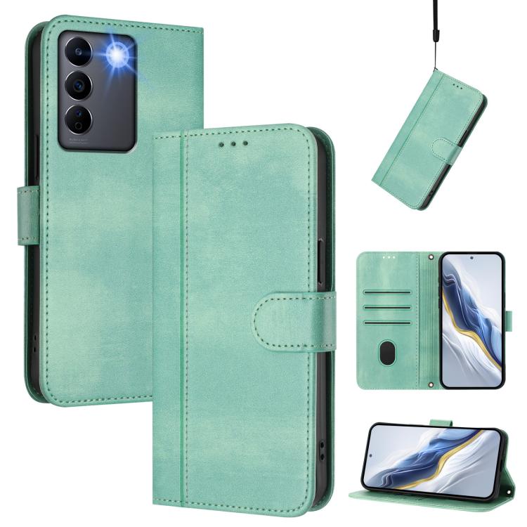 Line Splicing Buckle Retro Leather Phone Case, For vivo V27 5G / V27 Pro 5G Global, For vivo V27e 4G / T2 4G Global, For vivo Y72 5G / Y52 5G / iQOO Z3, For vivo Y35 4G / Y22s 4G / Y22 4G Global, For vivo Y55s 5G 2023 / Y30 5G