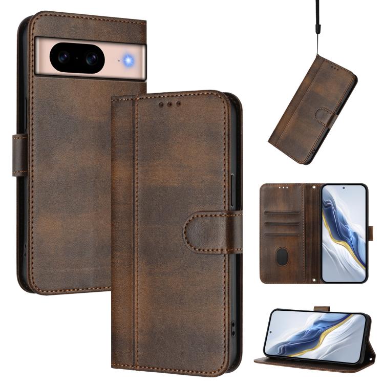 Line Splicing Buckle Retro Leather Phone Case, For Google Pixel 11 Pro XL, For Google Pixel 11 Pro / 11, For Google Pixel 9 Pro XL / Pixel 10 Pro XL, For Google Pixel 10 / 10 Pro / Pixel 9 / 9 Pro, For Google Pixel 9a, For Google Pixel 8a