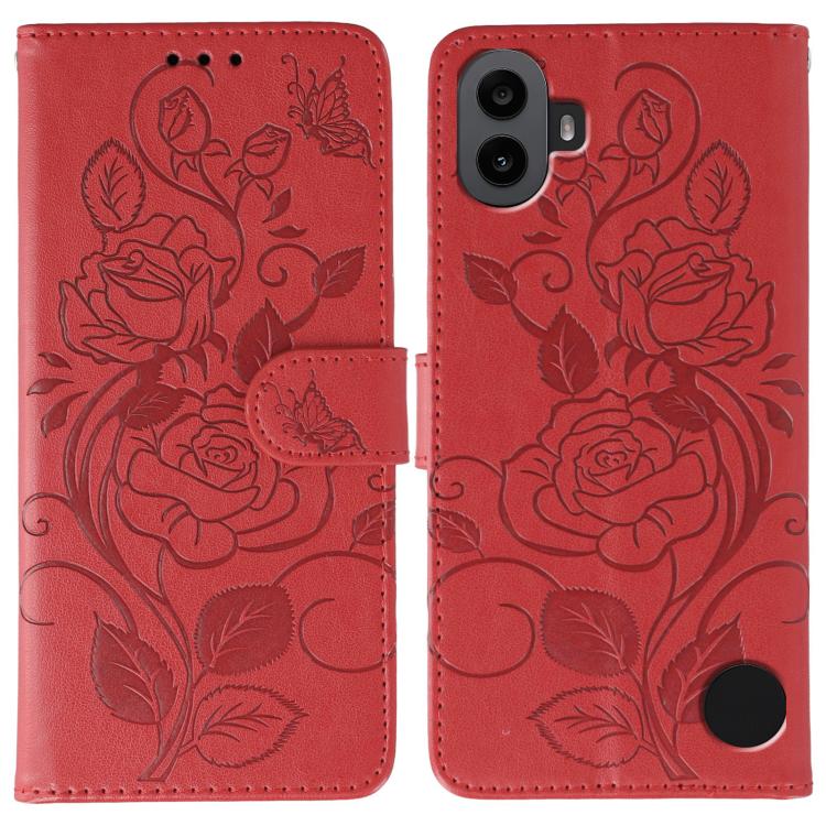 Rose Butterfly Embossed Leather Phone Case, For Nothing CMF Phone 2 Pro, For Nothing Phone 3a, For Nothing Phone 3a Pro, For Nothing CMF Phone 1