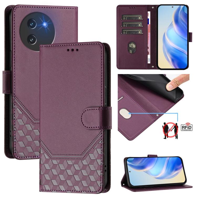Honeycomb Embossing RFID Leather Phone Case, For Doogee Note 56 / Note 56 Pro, For Doogee N60 Pro, For Doogee Note 59 / Note 59 Pro