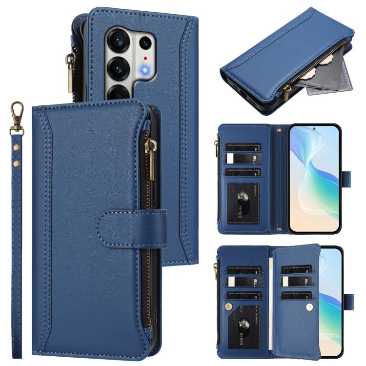 Magnetic Closure 9 Card Slots Zipper Leather Case with Hand Strap, For Tecno Camon 50 Pro 4G, For Tecno Camon 50 4G / CN5, For Tecno Spark Slim 5G, For Tecno Spark Go 1 / 1S / Pop 9, For Tecno Camon 40 Pro 4G Global, For Tecno Camon 40 4G