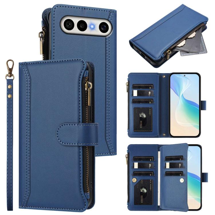 Magnetic Closure 9 Card Slots Zipper Leather Case with Hand Strap, For vivo X300 FE 5G Zeiss/S50 Pro Mini 5G, For vivo X300s, For vivo Y21 5G 2026 Global / Y05 4G, For vivo V70 FE 5G, For vivo X300 Ultra, For vivo X300 Pro, For vivo X300