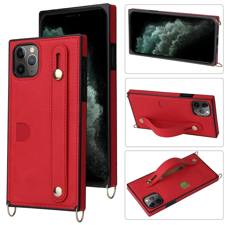 Wrist Strap PU+TPU Shockproof Protective Case with Crossbody Lanyard & Holder & Card Slot, For iPhone 11 Pro Max