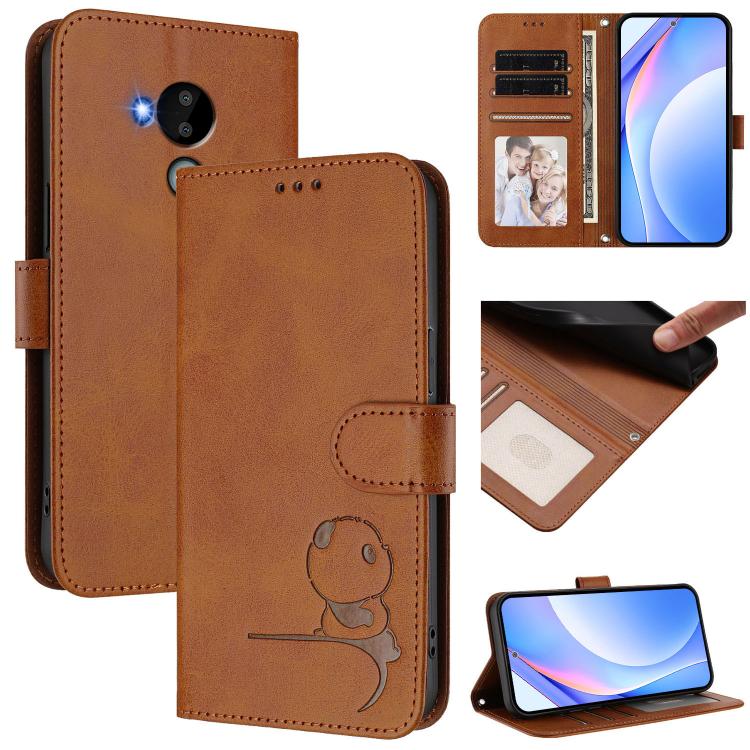 Litter Panda Embossing RFID Leather Phone Case with Lanyard, For Nokia G400, For Nokia G11 / G21 4G, For Nokia C30