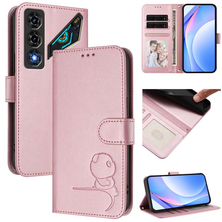 Litter Panda Embossing RFID Leather Phone Case with Lanyard, For ZTE nubia Neo 5 5G, For ZTE nubia Neo 5 GT 5G, For ZTE nubia P7 Pro 5G / Optus X Value 5G, For ZTE nubia P9 Pro 5G / Optus X Pro 2 5G, For ZTE nubia RedMagic 11 Air