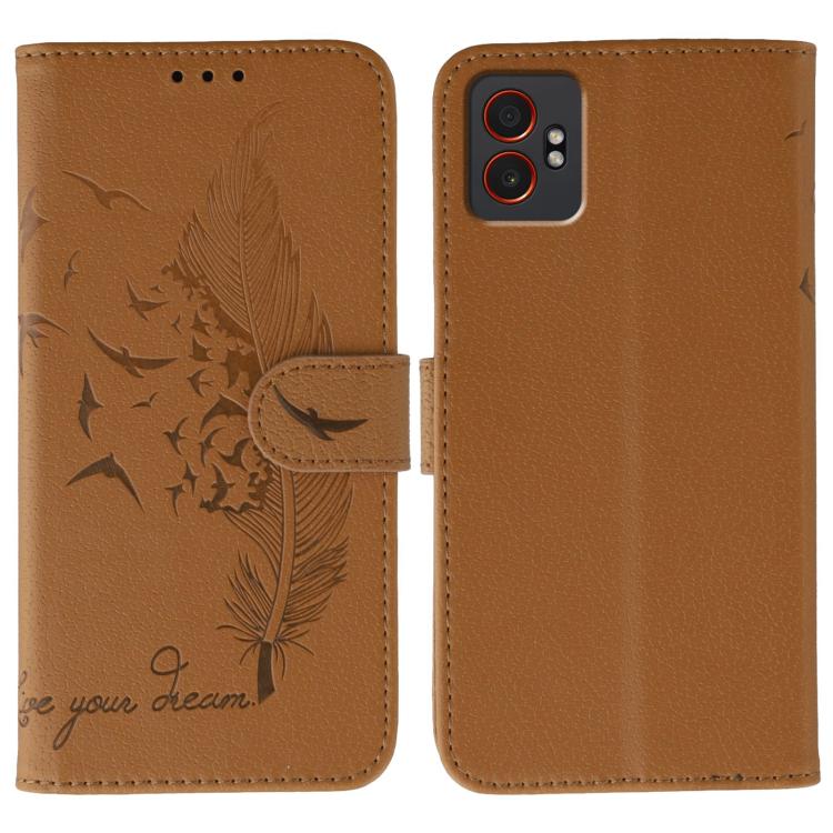 Feather Pattern Litchi Texture Leather Phone Case, For Samsung Galaxy XCover7 Pro