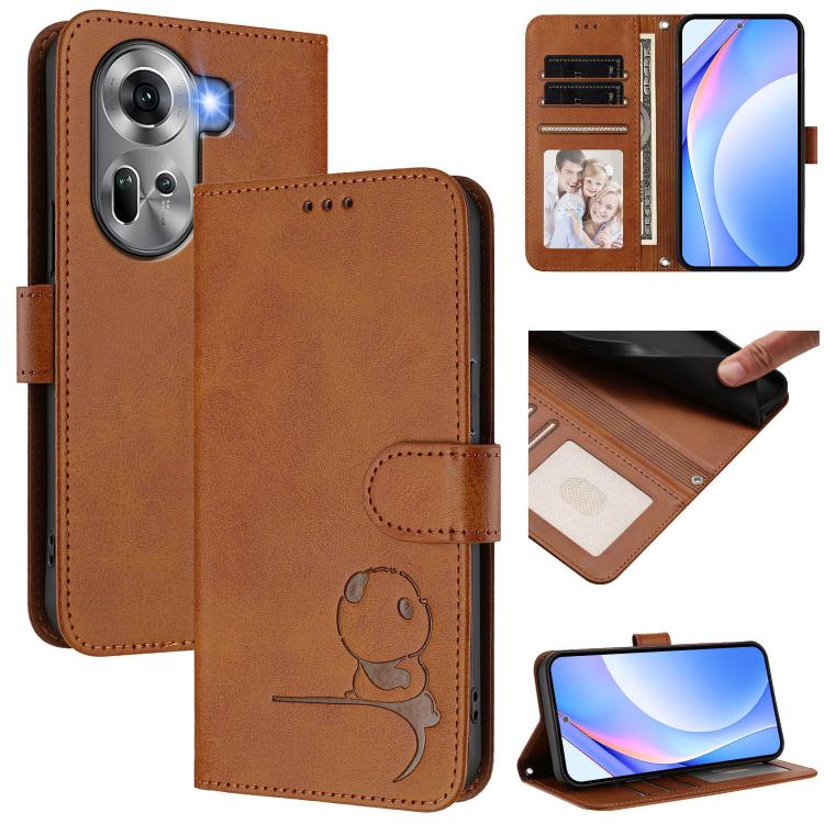 Litter Panda Embossing RFID Leather Phone Case with Lanyard, For OPPO K12x 5G Global, For OPPO Reno12 Pro 5G Global, For OPPO Reno12 5G Global, For OPPO A2 Pro 5G / F27 Pro / F27 Pro+, For OPPO A60 4G Global, For OPPO Reno11 F 5G Global, For OPPO Find ...