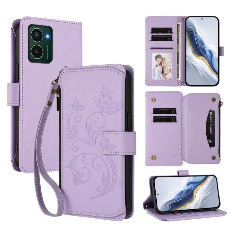 Butterfly Love Flower Multi-card Zipper Wallet Leather Phone Case, For HMD Fuison, For HMD Skyline, For HMD Pulse Pro / Pulse+