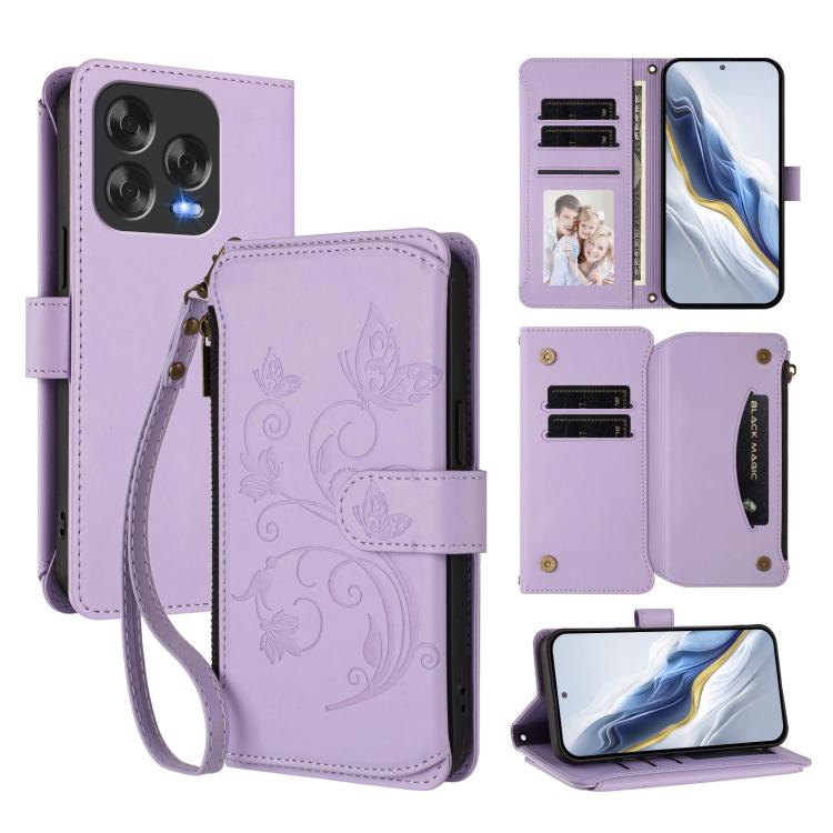 Butterfly Love Flower Multi-card Zipper Wallet Leather Phone Case, For ZTE Blade V60 4G / Axon 60 4G, For ZTE Blade A35e, For ZTE Nubia Neo 3 GT, For ZTE nubia Music 2, For ZTE nubia S 5G A403ZT, For ZTE Blade V70 Vita /nubia V70 Design
