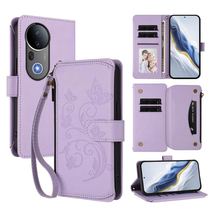 Butterfly Love Flower Multi-card Zipper Wallet Leather Phone Case, For vivo V50 Lite 5G Global /V50 Lite 4G, For vivo Y39 5G Global / Y300i 5G, For vivo Y29s 5G / Y04 5G Global, For vivo Y19s 4G Global / Y29 5G India, For vivo S20 5G, For vivo S20 Pro 5G