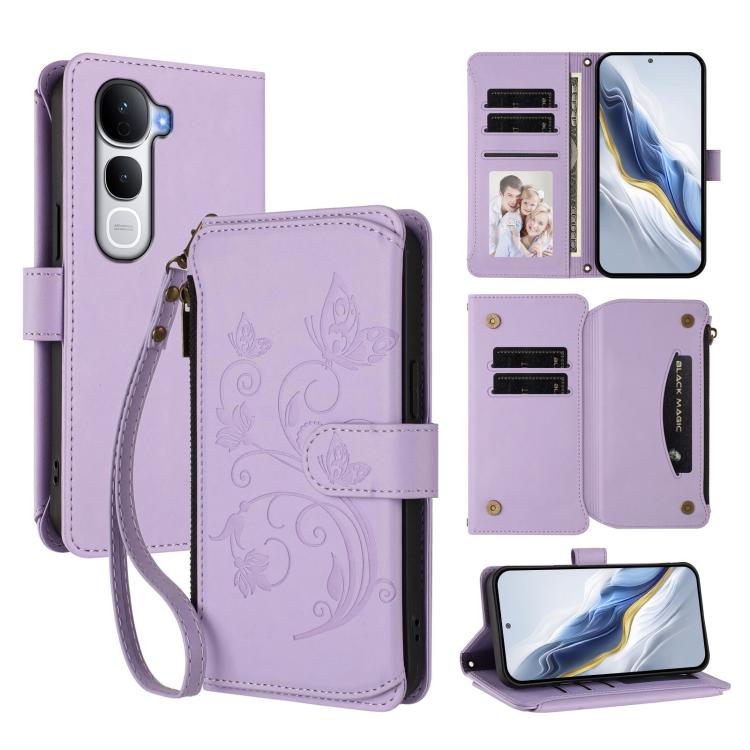 Butterfly Love Flower Multi-card Zipper Wallet Leather Phone Case, For vivo V60 Lite 5G Global, For vivo Y400 5G Global, For vivo Y400 4G, For vivo iQOO Neo 10+, For vivo V60 5G Curved Global, For vivo Y400 Pro 5G