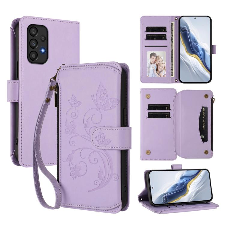 Butterfly Love Flower Multi-card Zipper Wallet Leather Phone Case, For Samsung Galaxy A53 5G, For Samsung Galaxy A73 5G, For Samsung Galaxy A33 5G