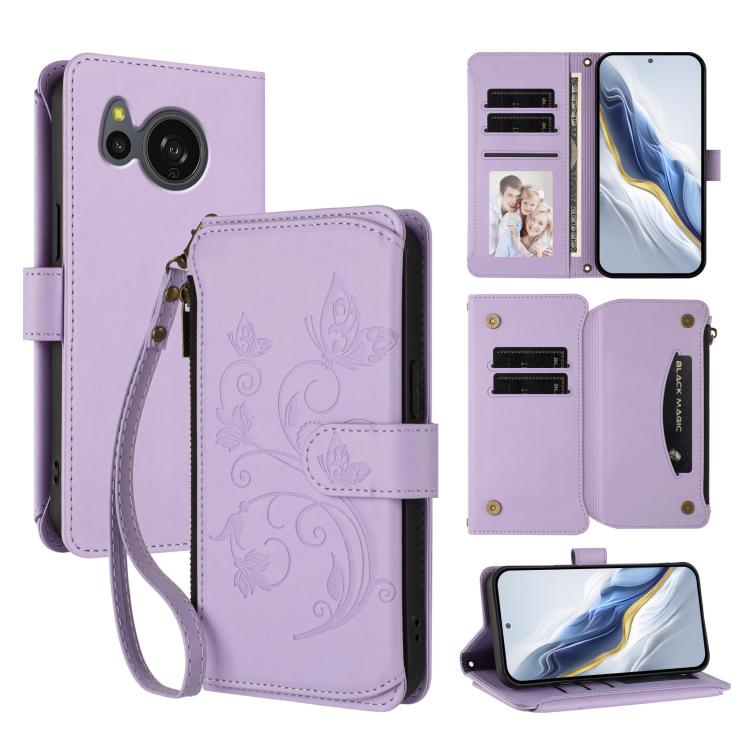 Butterfly Love Flower Multi-card Zipper Wallet Leather Phone Case, For Sharp Aquos Sense9 Plus, For Sharp Aquos Sense9, For Sharp Aquos R9 Pro SH-54E, For Sharp Aquos Wish4 / SH-52E, For Sharp Aquos R9 SH-51E, For Sharp Aquos Sense8