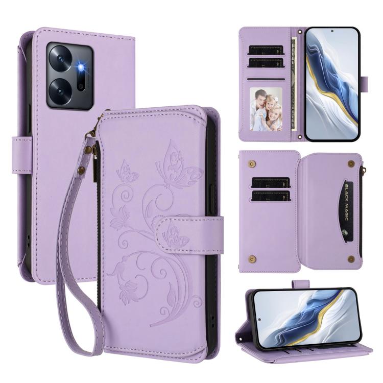 Butterfly Love Flower Multi-card Zipper Wallet Leather Phone Case, For Infinix Smart 7 Global, For Infinix Hot 12i / 20i, For Infinix Zero 5G 2023, For Infinix Hot 20 Play, For Infinix Hot 20 4G, For Infinix Zero 20