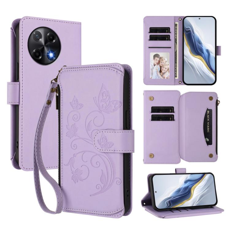 Butterfly Love Flower Multi-card Zipper Wallet Leather Phone Case, For Tecno Spark GO 2025 / 1S, For Tecno Camon 40 Pro 5G, For Tecno Camon 40 Premier, For Tecno Camon 40 4G, For Tecno Spark 30C 5G / Pop 9 5G, For Tecno Camon 30S / 30S Pro