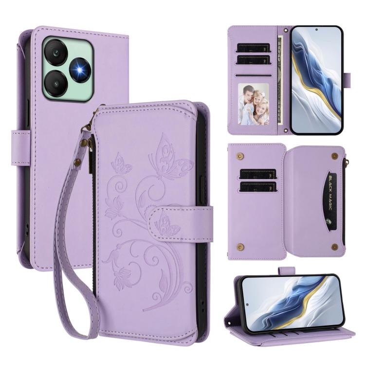 Butterfly Love Flower Multi-card Zipper Wallet Leather Phone Case, For Wiko T60 / Cubot P80, For Wiko T20