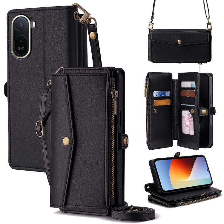 Zipper Wallet Side Buckle Crossbody Lanyard Leather Phone Case, For Redmi A7 Pro 171mm / Poco C85x 5G, For Redmi Turbo 5 Max 5G / Poco X8 Pro Max 5G, For Redmi Turbo 5 5G / Poco X8 Pro 5G, For Redmi K90 Pro Max 5G / Poco F8 Ultra