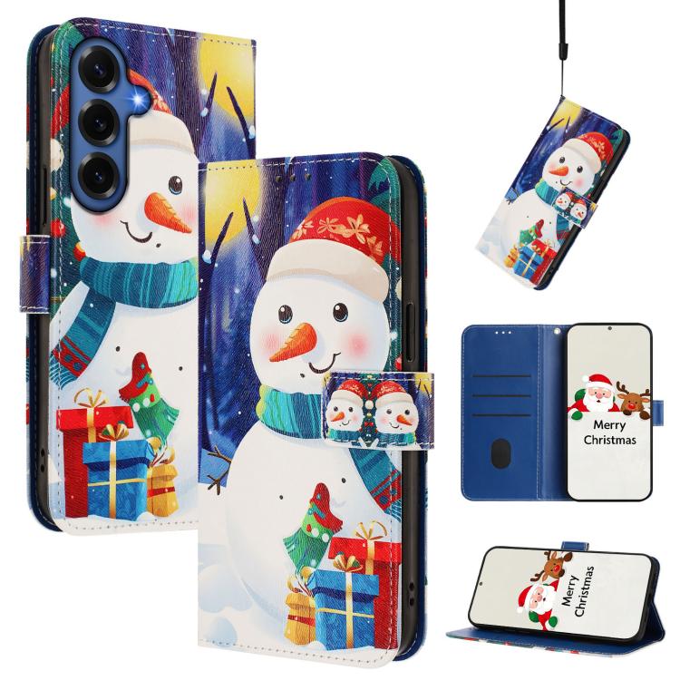 Christmas Series Buckle Leather Phone Case with Hand Strap, For Samsung Galaxy S26+ 5G, For Samsung Galaxy S26 Edge 5G, For Samsung Galaxy S26 Ultra 5G, For Samsung Galaxy S26 5G, For Samsung Galaxy S25 FE 5G, For Samsung Galaxy S25 Edge 5G
