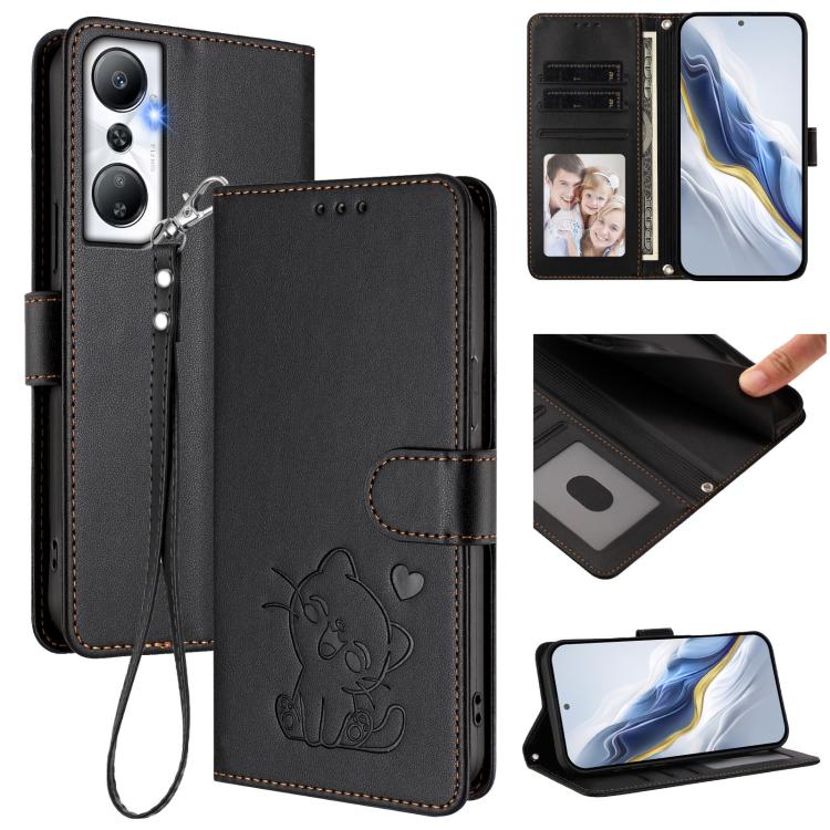Embossed Heart Cat Leather Phone Case with Hand Strap, For Infinix Hot 12i / 20i, For Infinix Zero 5G 2023, For Infinix Hot 20 Play, For Infinix Hot 20 4G