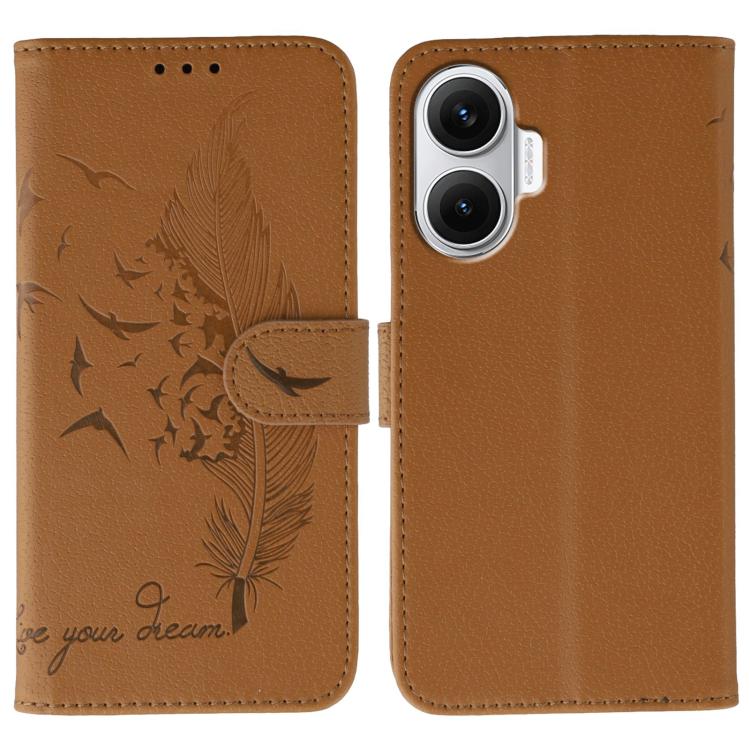Feather Pattern Litchi Texture Leather Phone Case, For Redmi 15C 5G / 4G EU 173mm, For Redmi 15 5G Global / 15 4G SEA, For Redmi 15 5G / 4G EU 171mm, For Redmi 15C 5G / 4G Global 171mm, For Redmi Turbo 4 Pro 5G / Poco F7