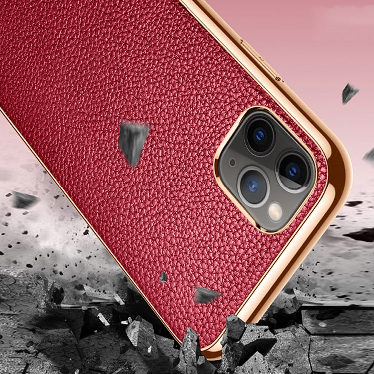 SULADA Litchi Texture Leather Electroplated Shckproof Protective Case, For iPhone 11 Pro, For iPhone 11