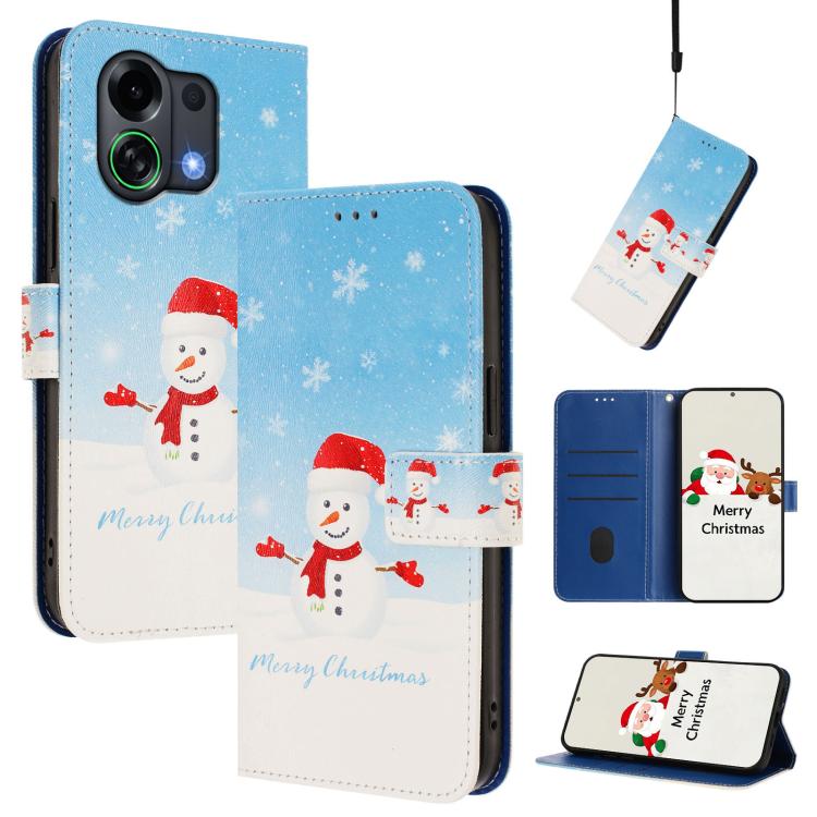 Christmas Series Buckle Leather Phone Case with Hand Strap, For OPPO Find X9, For OPPO A6 GT 5G, For OPPO Find X9 Pro, For OPPO K13 Turbo 5G