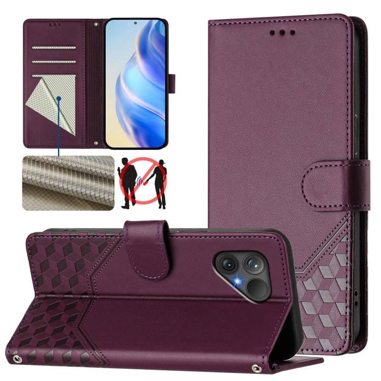 Honeycomb Embossing RFID Leather Phone Case, For Fairphone 5