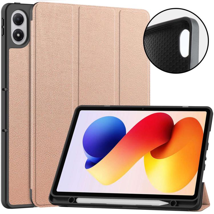 Custer TPU Pure Color 3-Fold Holder Smart Leather Tablet Case with Pen Tray, For Xiaomi Redmi Pad 2 Pro