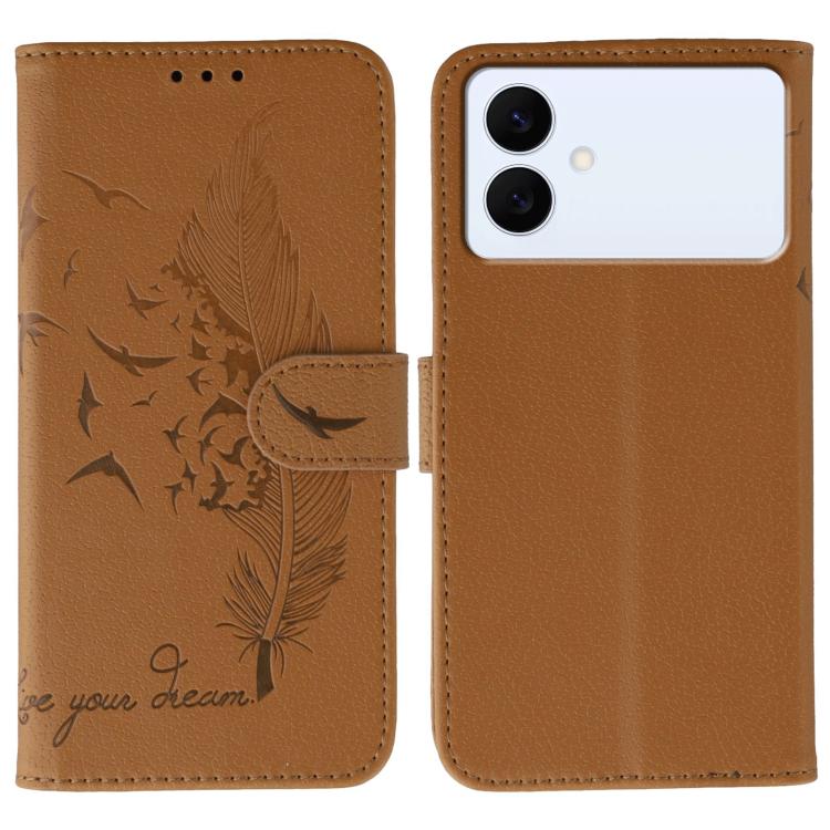 Feather Pattern Litchi Texture Leather Phone Case, For Samsung Galaxy S26 Edge 5G