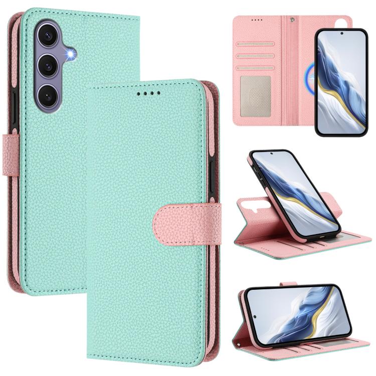 Detachable Litchi Texture Magnetic Side-Patch Vegan Leather Phone Case, For Samsung Galaxy S25 5G, For Samsung Galaxy S25+ 5G, For Samsung Galaxy S25 Ultra 5G, For Samsung Galaxy S24 FE 5G, For Samsung Galaxy S24 Ultra 5G, For Samsung Galaxy S24+ 5G