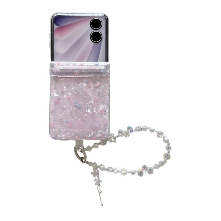 Fresh Floral Shell Glitter Magnetic Shockproof Phone Case with Bracelet, For Xiaomi Mix Flip 2
