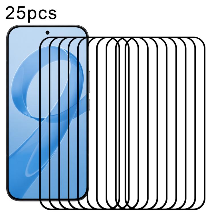 25pcs 0.18mm High Aluminum Full Screen Silk Printing Tempered Glass Film, Support Fingerprint Unlocking, For Redmi K90 Ultra 5G, For Redmi K100 Pro 5G