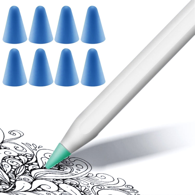 8 PCS Non-slip Mute Wear-resistant Nib Cover for Apple Pencil 1 / 2, Mint Green, Transparent, White, Dark Blue