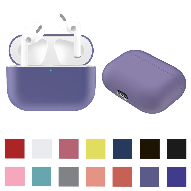 For AirPods Pro Solid Color Silicone Earphone Protective Case, Black, Yellow, Pink, Grey, Light Purple